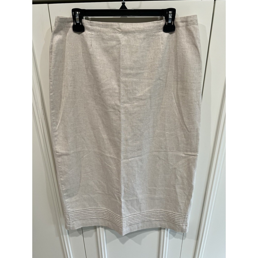 Christopher & Banks Linen Pencil Maxi MIDI Skirt Beige Modest‎ Minimalist